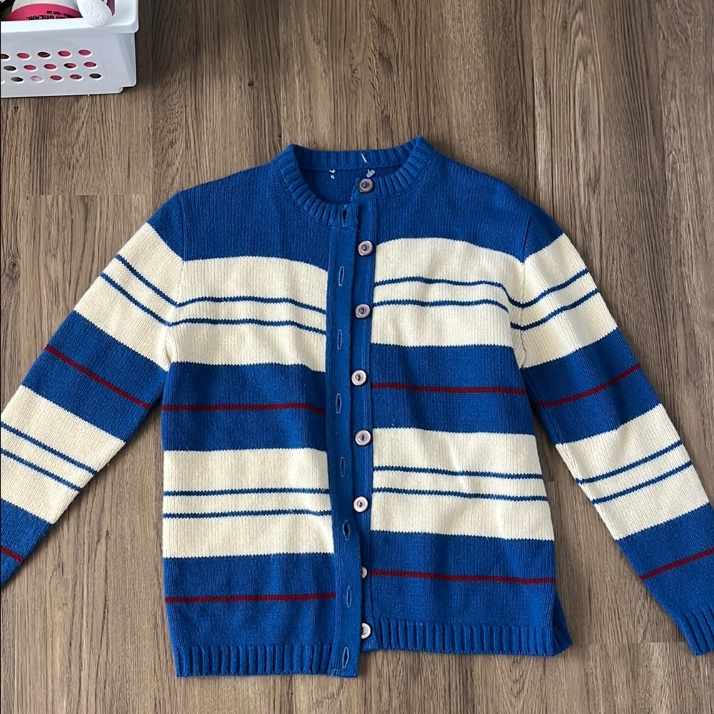 women’s s - Blue and Cream Striped Cardigan